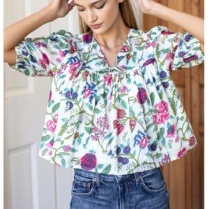 EMERSON FRY “LOVE, TOMAS” PUFF ISLA FLORAL LINED TOP//SIZE XSMALL/SMALL
